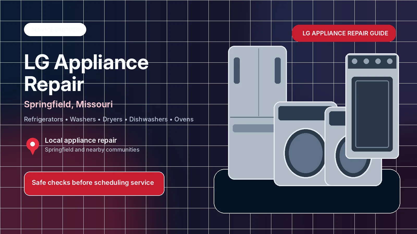 Illustration of LG refrigerator, washer, dryer and range repair in Springfield, Missouri