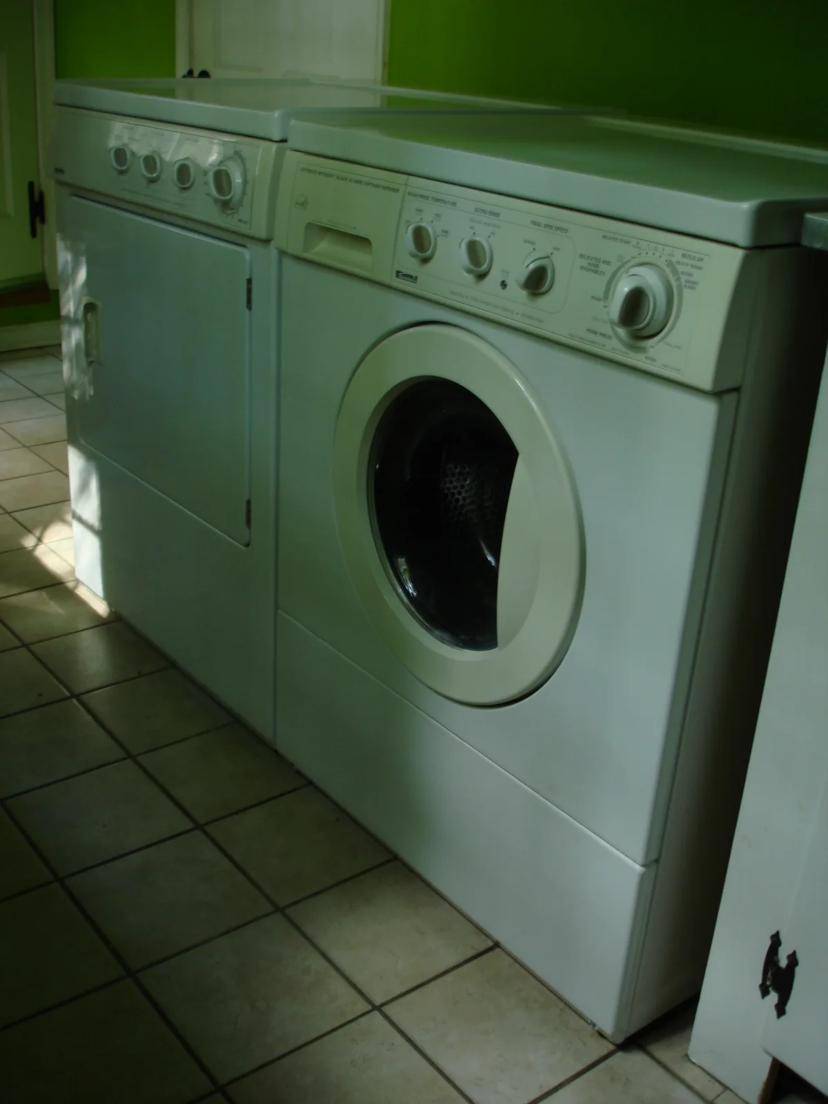 Kenmore washer and dryer installed beside each other