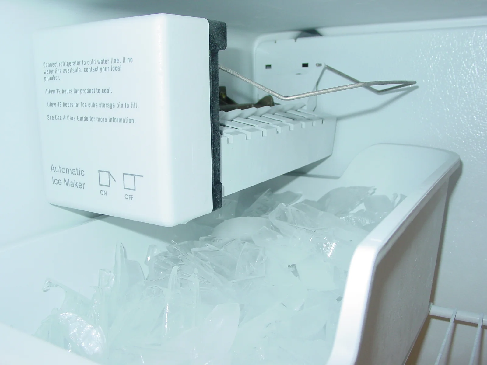 Ice-maker assembly | Highland Springs ice-maker repair Refrigerator ice-maker assembly, shutoff arm and ice bin
